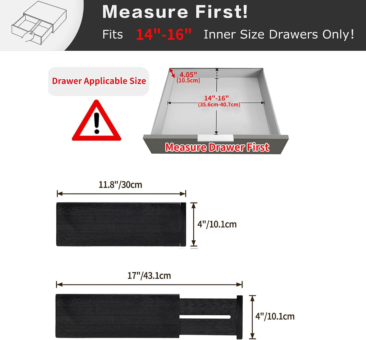 Dresser Drawer Dividers, 4" High Black Drawer Organizers Clothes