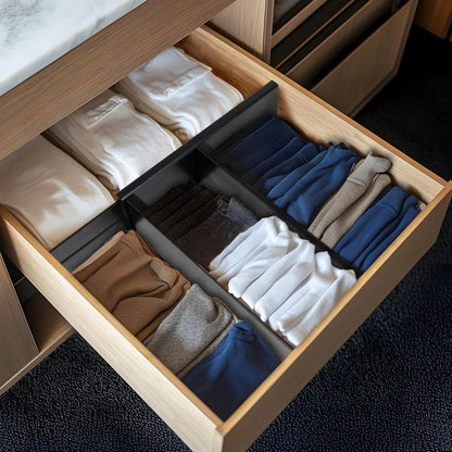 Dresser Drawer Dividers, 4" High Black Drawer Organizers Clothes