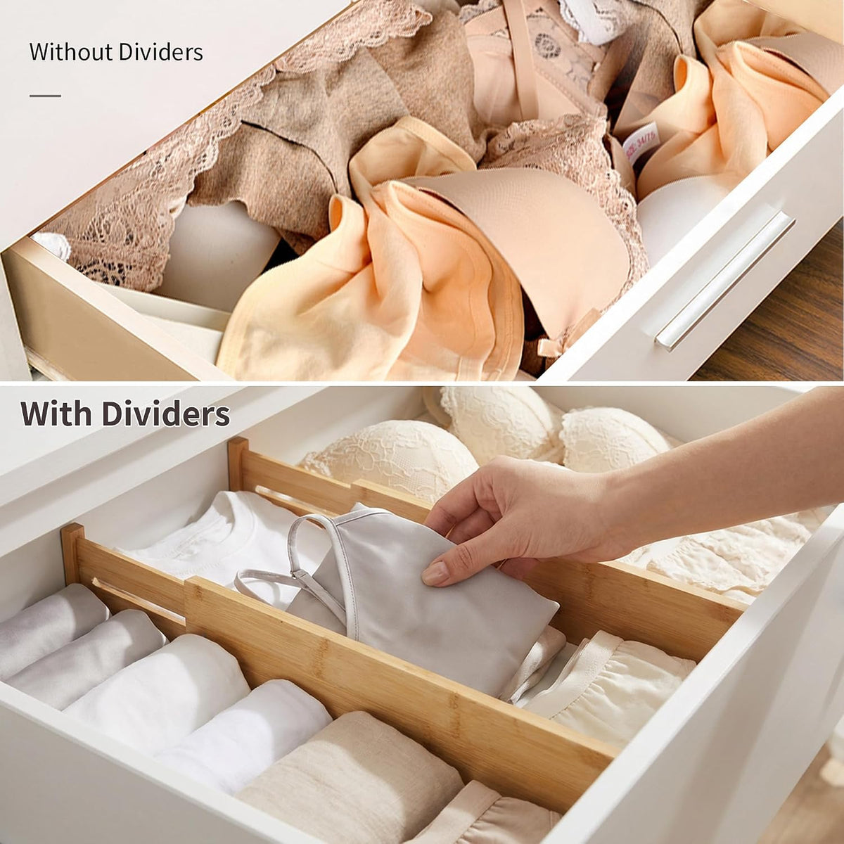 Dresser Drawer Dividers, 4" High Black Drawer Organizers Clothes
