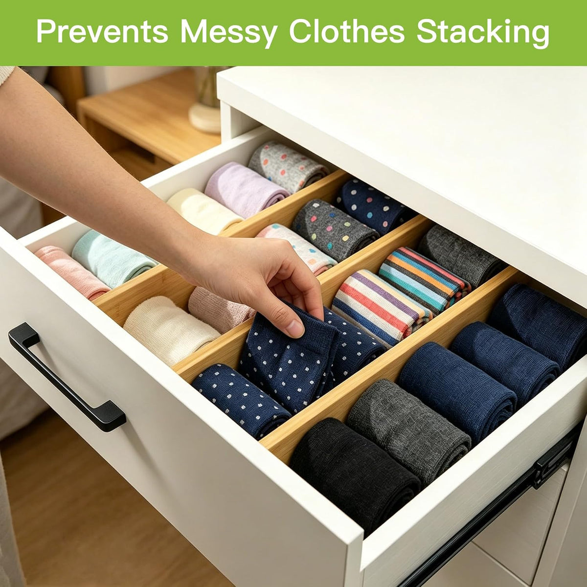 Dresser Drawer Dividers, 4" High Black Drawer Organizers Clothes