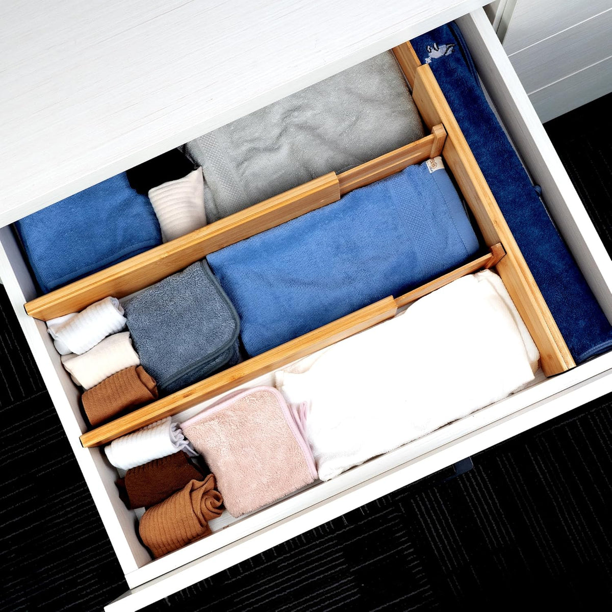 Dresser Drawer Dividers, 4" High Black Drawer Organizers Clothes