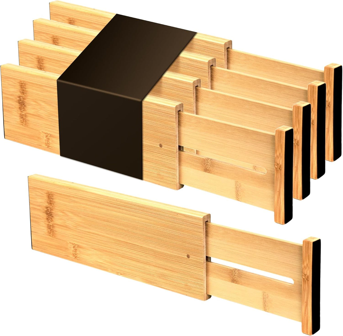 Dresser Drawer Dividers, 4" High Black Drawer Organizers Clothes