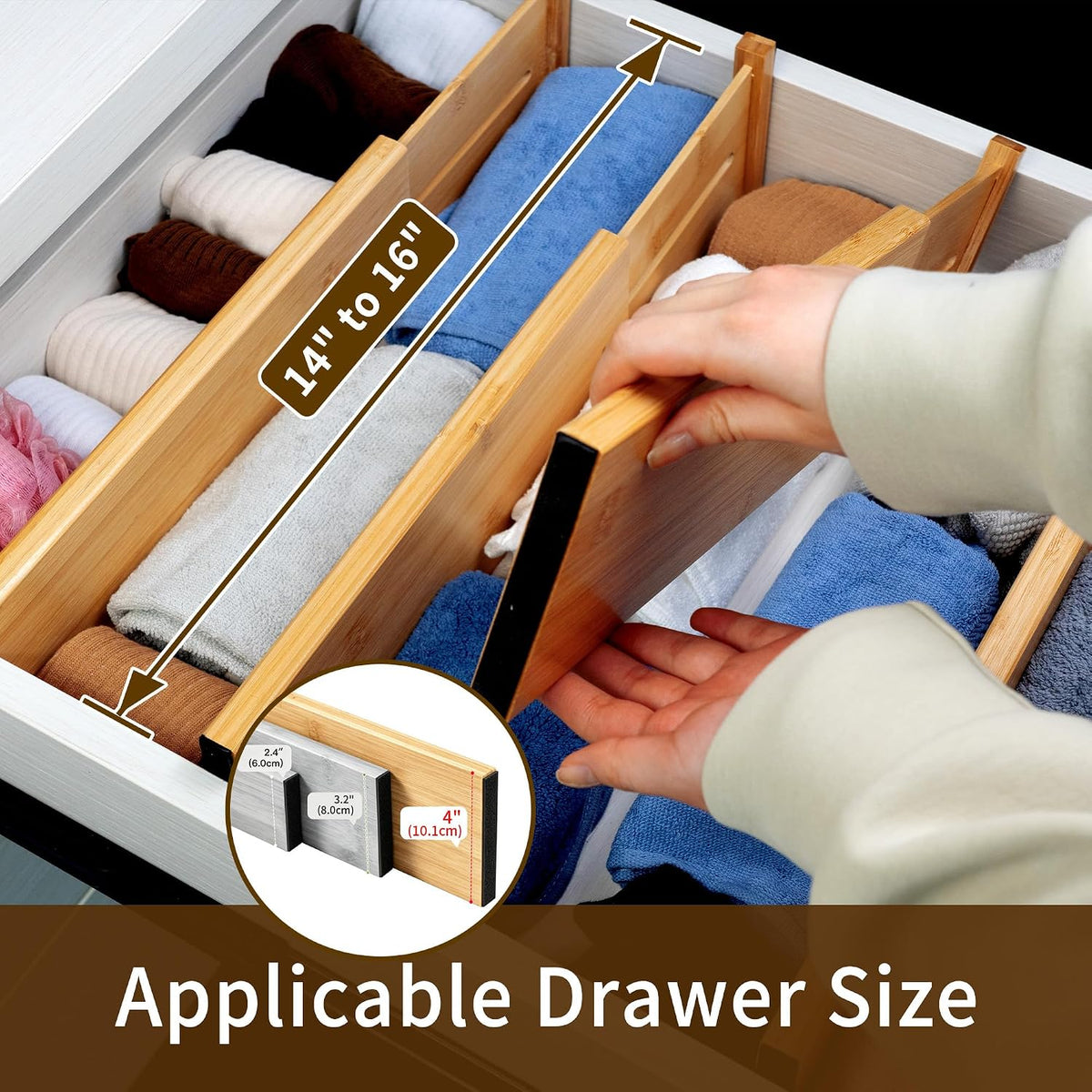 Dresser Drawer Dividers, 4" High Black Drawer Organizers Clothes