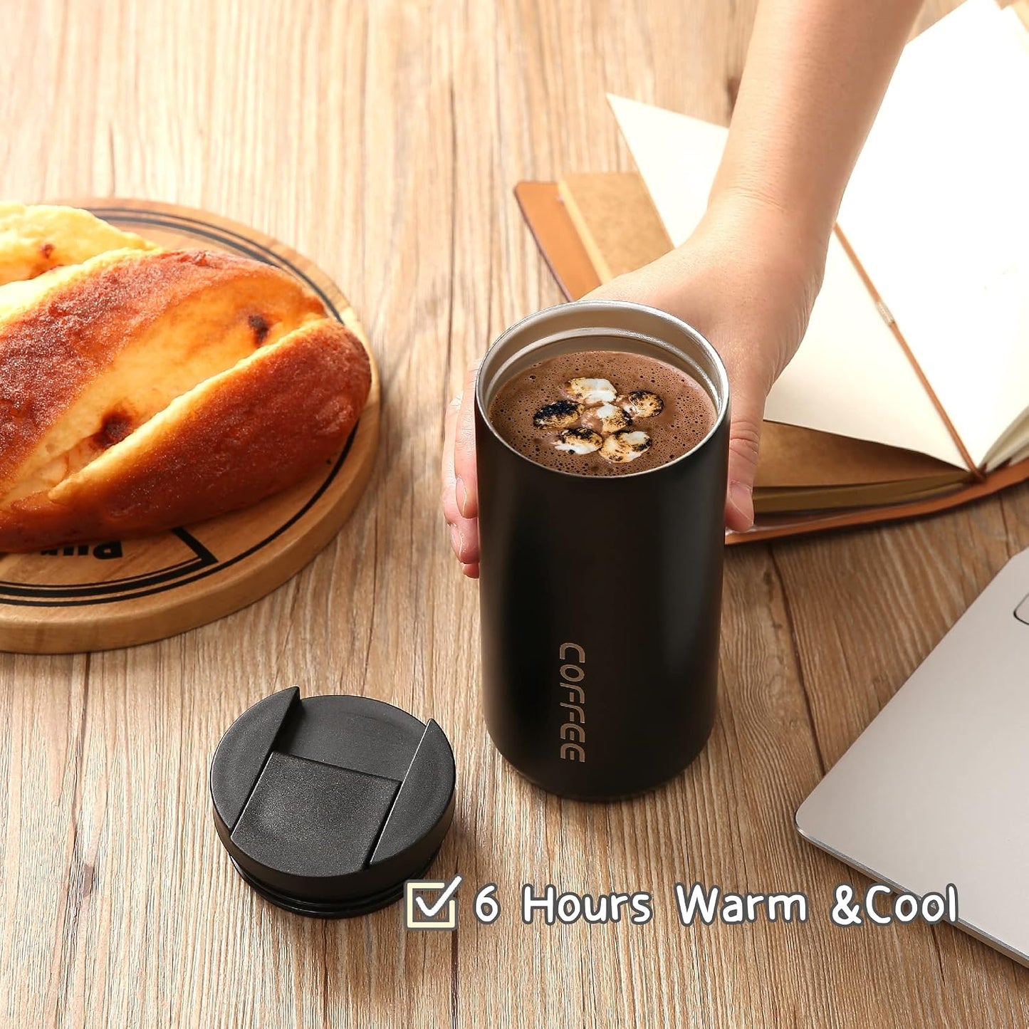 Travel Mug Vacuum Insulated Coffee Mug, Blue, 13.5oz/400ml