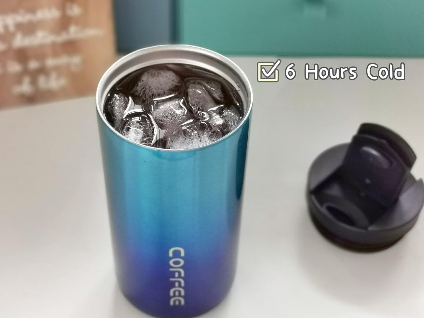 Travel Mug Vacuum Insulated Coffee Mug, Blue, 13.5oz/400ml