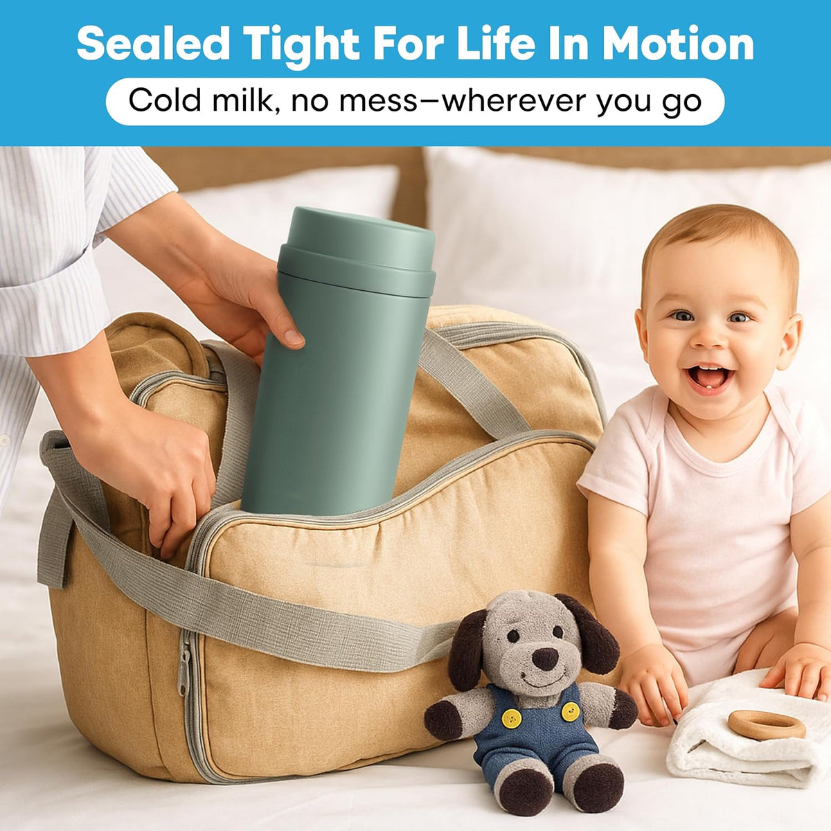 Portable Breast Milk Cooler Bottle: 30H Cooling Time, 2 x 150ml/5Oz BPA-Free, Durable Breastmilk Storage Bottles, Breastmilk Cooler, Travel Breastfeeding Milk Chiller for Baby
