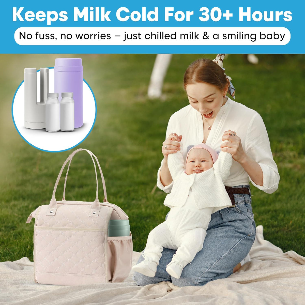 Portable Breast Milk Cooler Bottle: 30H Cooling Time, 2 x 150ml/5Oz BPA-Free, Durable Breastmilk Storage Bottles, Breastmilk Cooler, Travel Breastfeeding Milk Chiller for Baby