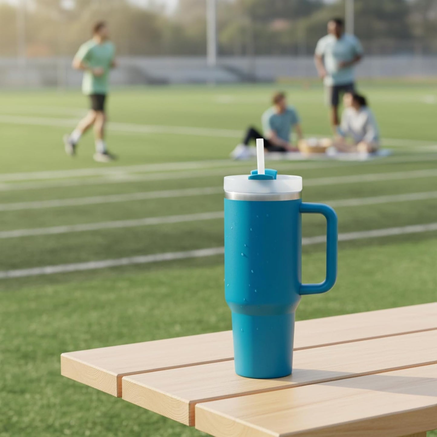 THE CLEAN HYDRATION CO. Insulated Ceramic Coated Tumbler with Handle | Spill Proof Lid | Vacuum Insulated | Keeps Beverages Taste Intact 40 oz (Black)