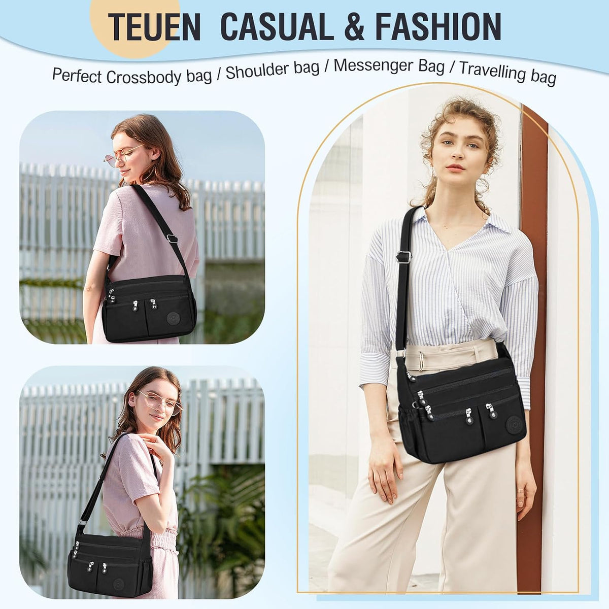 Nylon Crossbody Bags for Women Travel Purses Shoulder Bag Handbags