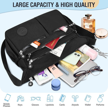 Nylon Crossbody Bags for Women Travel Purses Shoulder Bag Handbags
