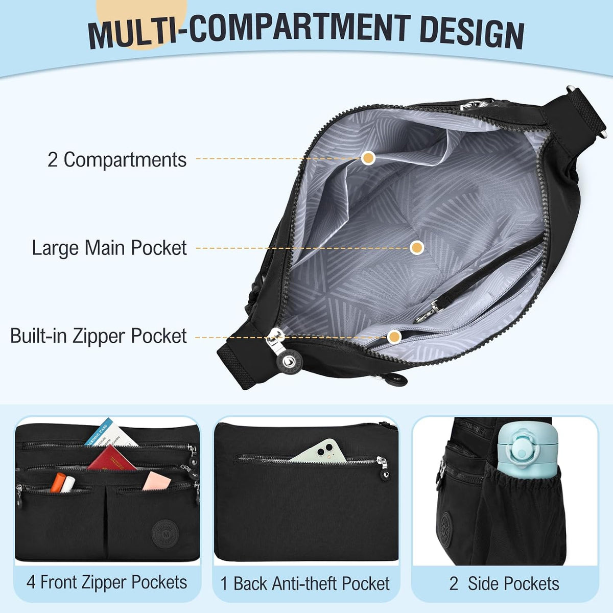 Nylon Crossbody Bags for Women Travel Purses Shoulder Bag Handbags