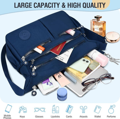 Nylon Crossbody Bags for Women Travel Purses Shoulder Bag Handbags
