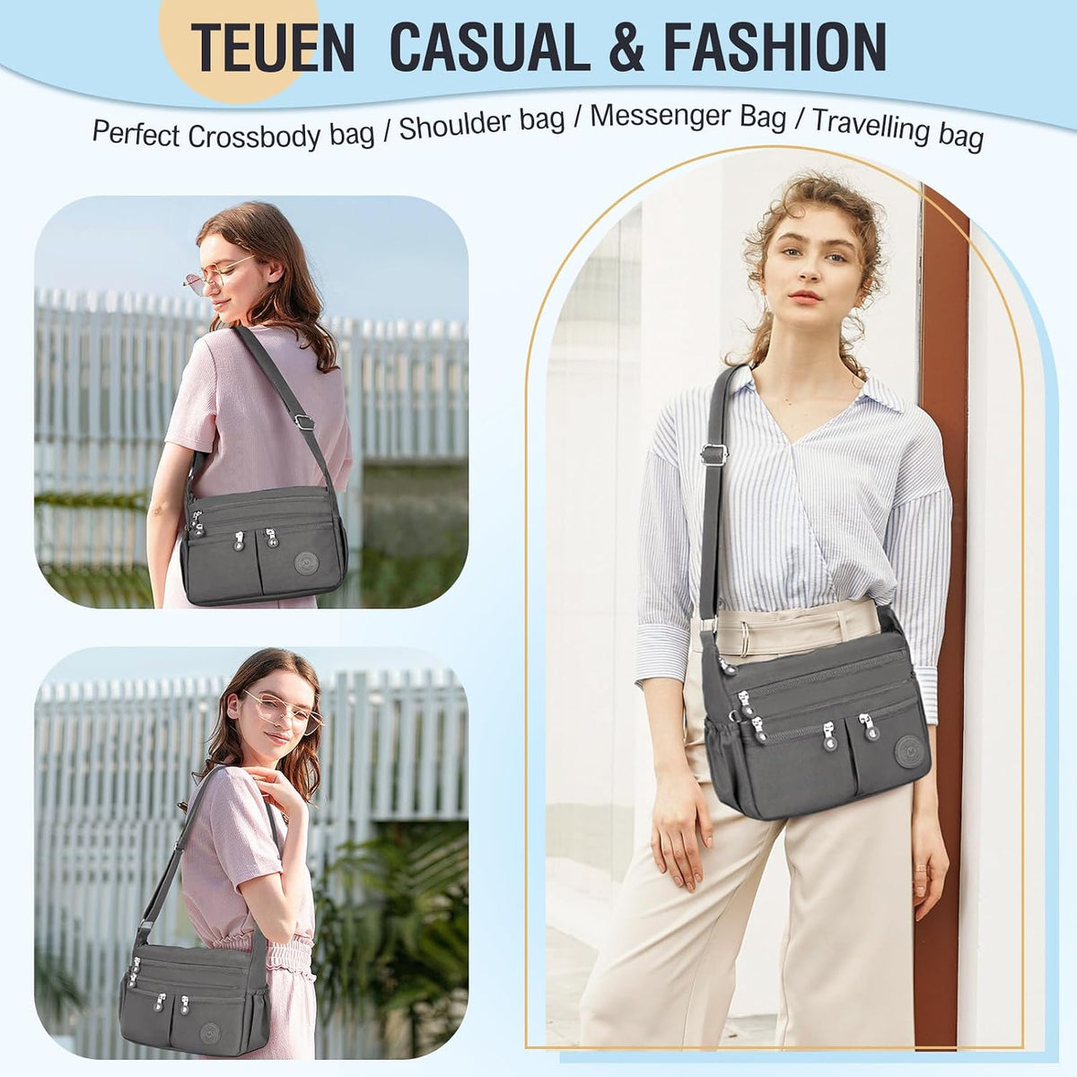 Nylon Crossbody Bags for Women Travel Purses Shoulder Bag Handbags