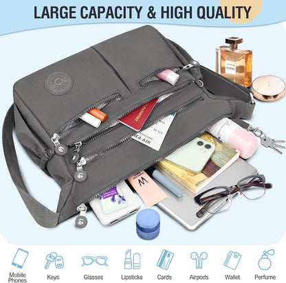 Nylon Crossbody Bags for Women Travel Purses Shoulder Bag Handbags