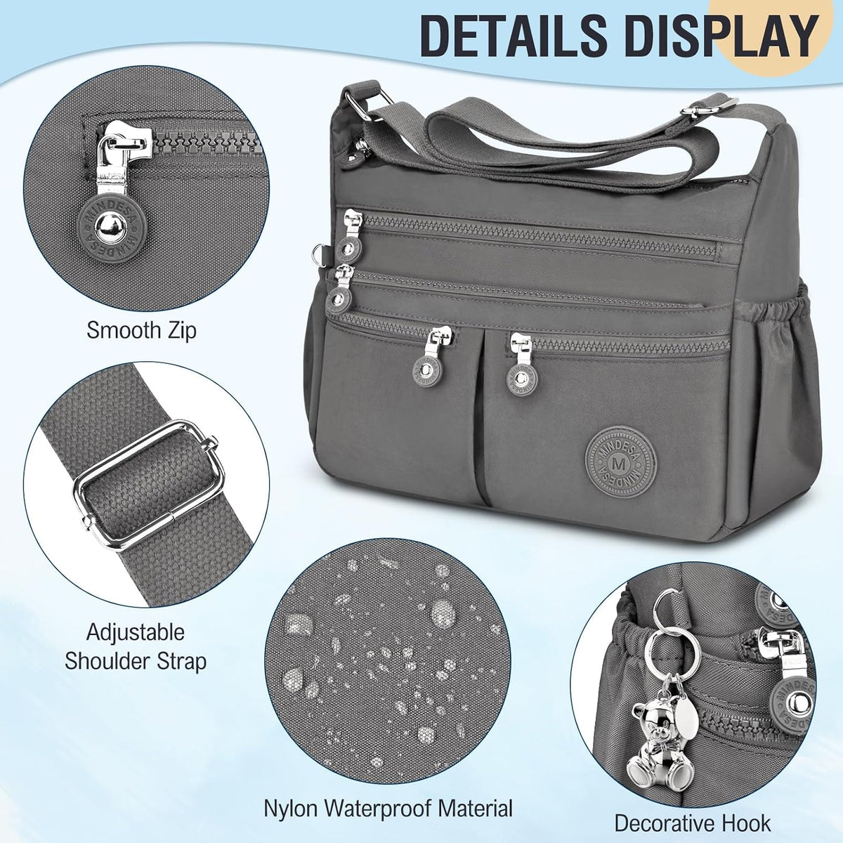 Nylon Crossbody Bags for Women Travel Purses Shoulder Bag Handbags