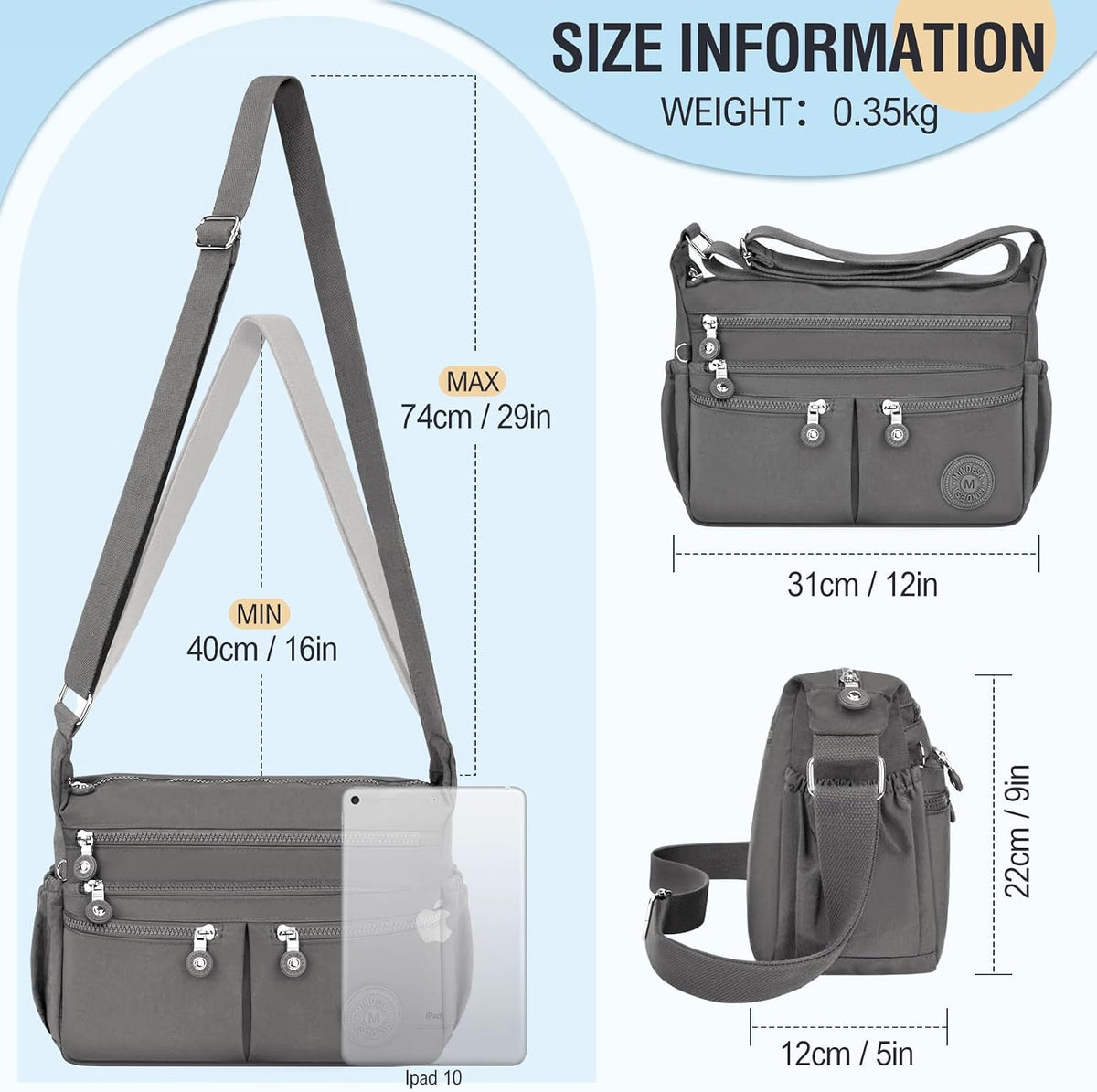 Nylon Crossbody Bags for Women Travel Purses Shoulder Bag Handbags