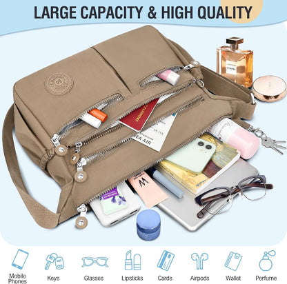 Nylon Crossbody Bags for Women Travel Purses Shoulder Bag Handbags