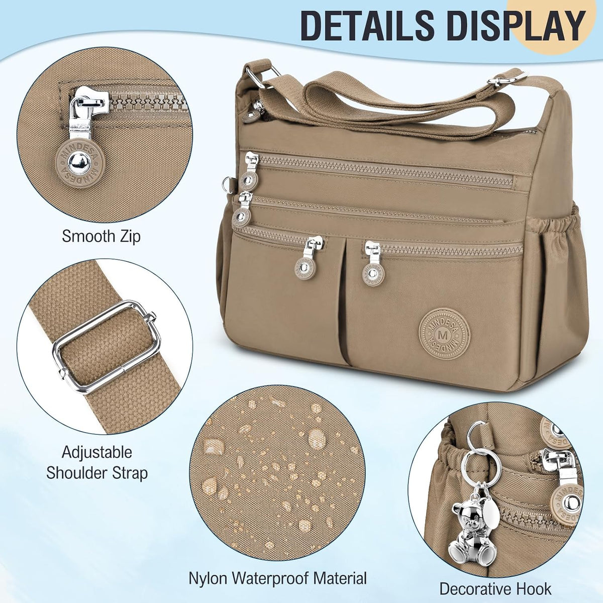 Nylon Crossbody Bags for Women Travel Purses Shoulder Bag Handbags