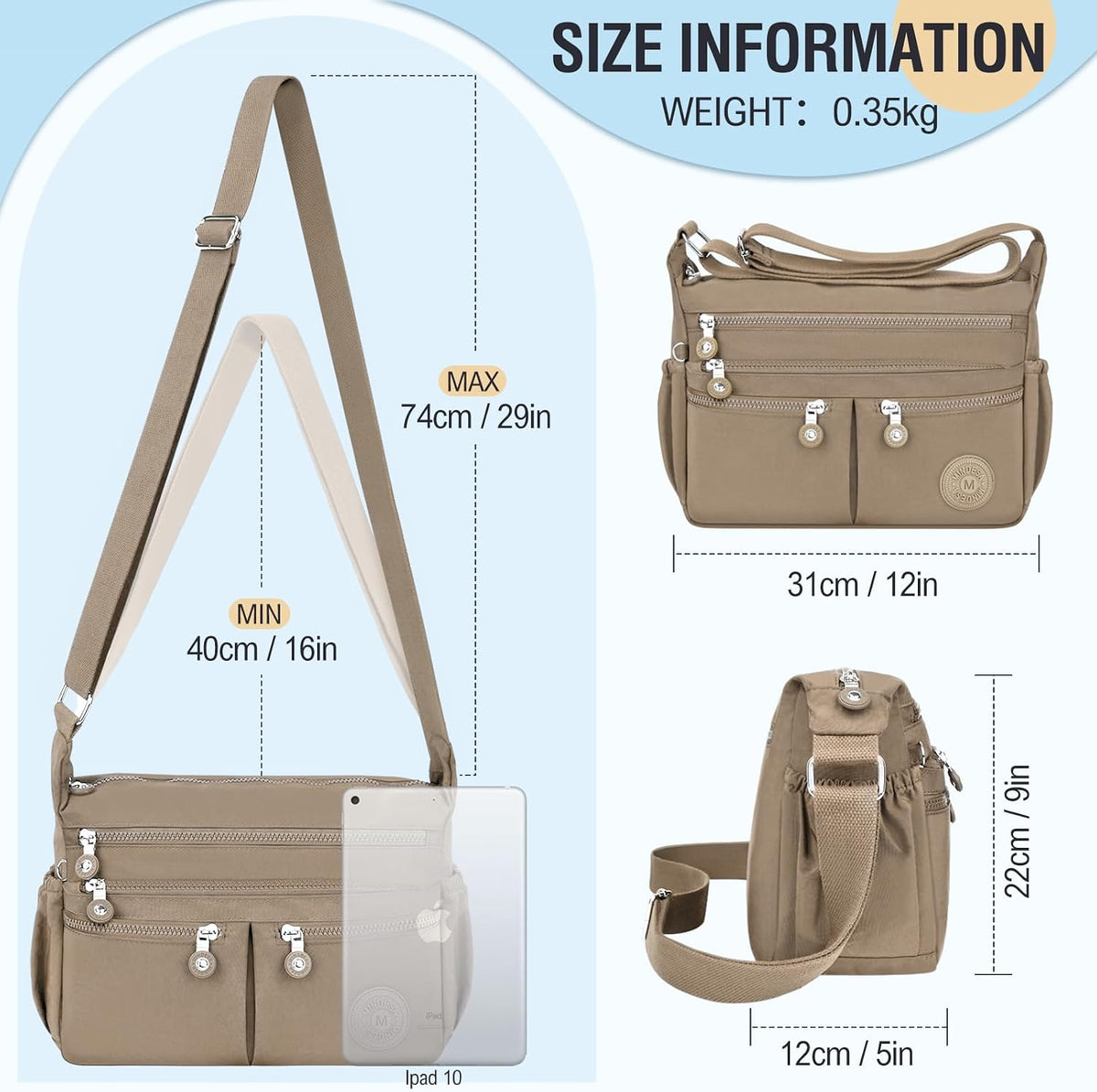 Nylon Crossbody Bags for Women Travel Purses Shoulder Bag Handbags