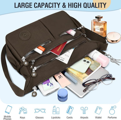 Nylon Crossbody Bags for Women Travel Purses Shoulder Bag Handbags