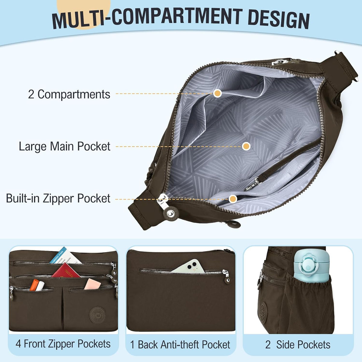 Nylon Crossbody Bags for Women Travel Purses Shoulder Bag Handbags