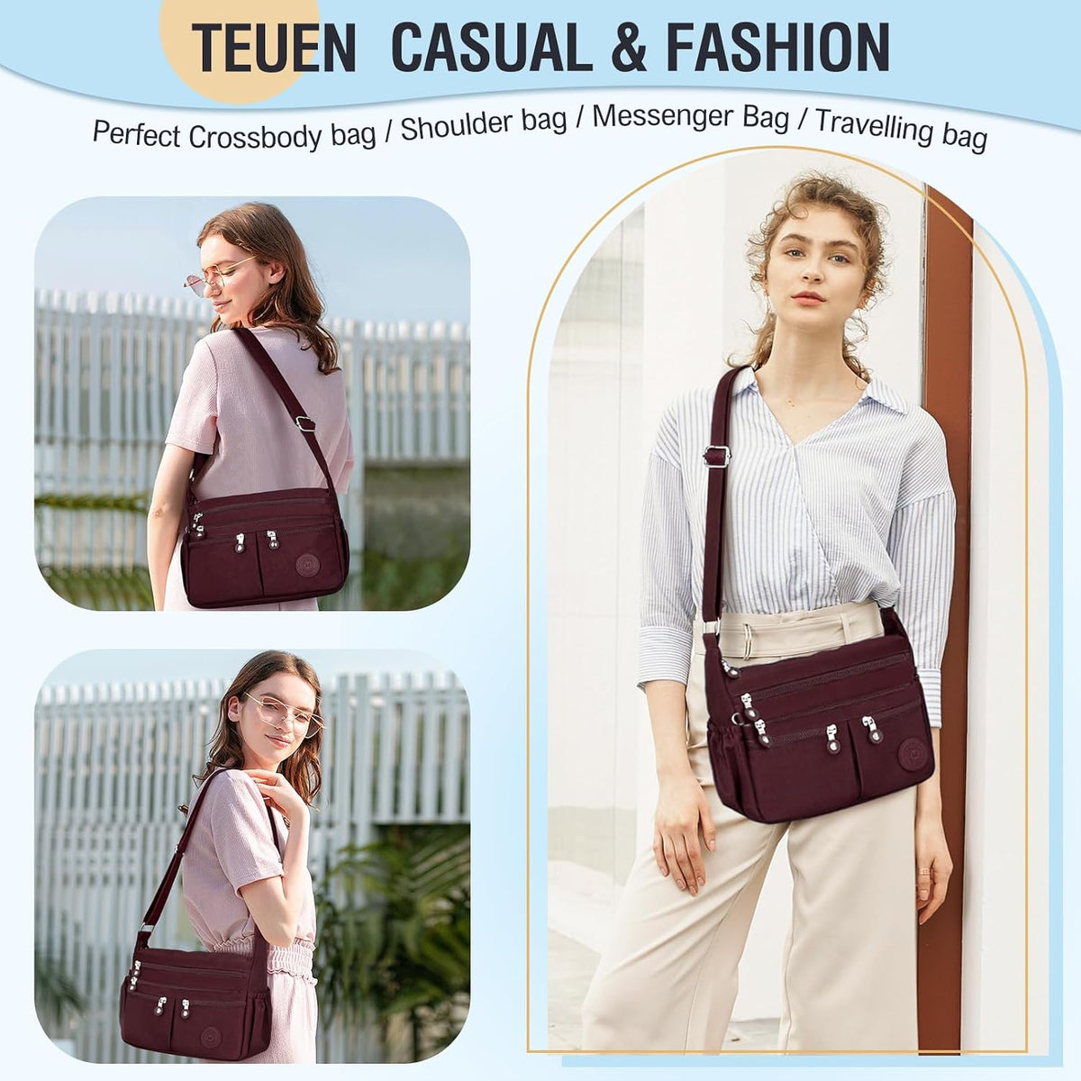 Nylon Crossbody Bags for Women Travel Purses Shoulder Bag Handbags