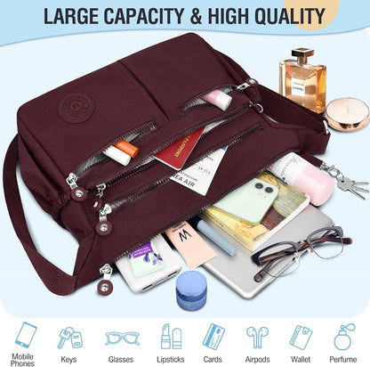 Nylon Crossbody Bags for Women Travel Purses Shoulder Bag Handbags