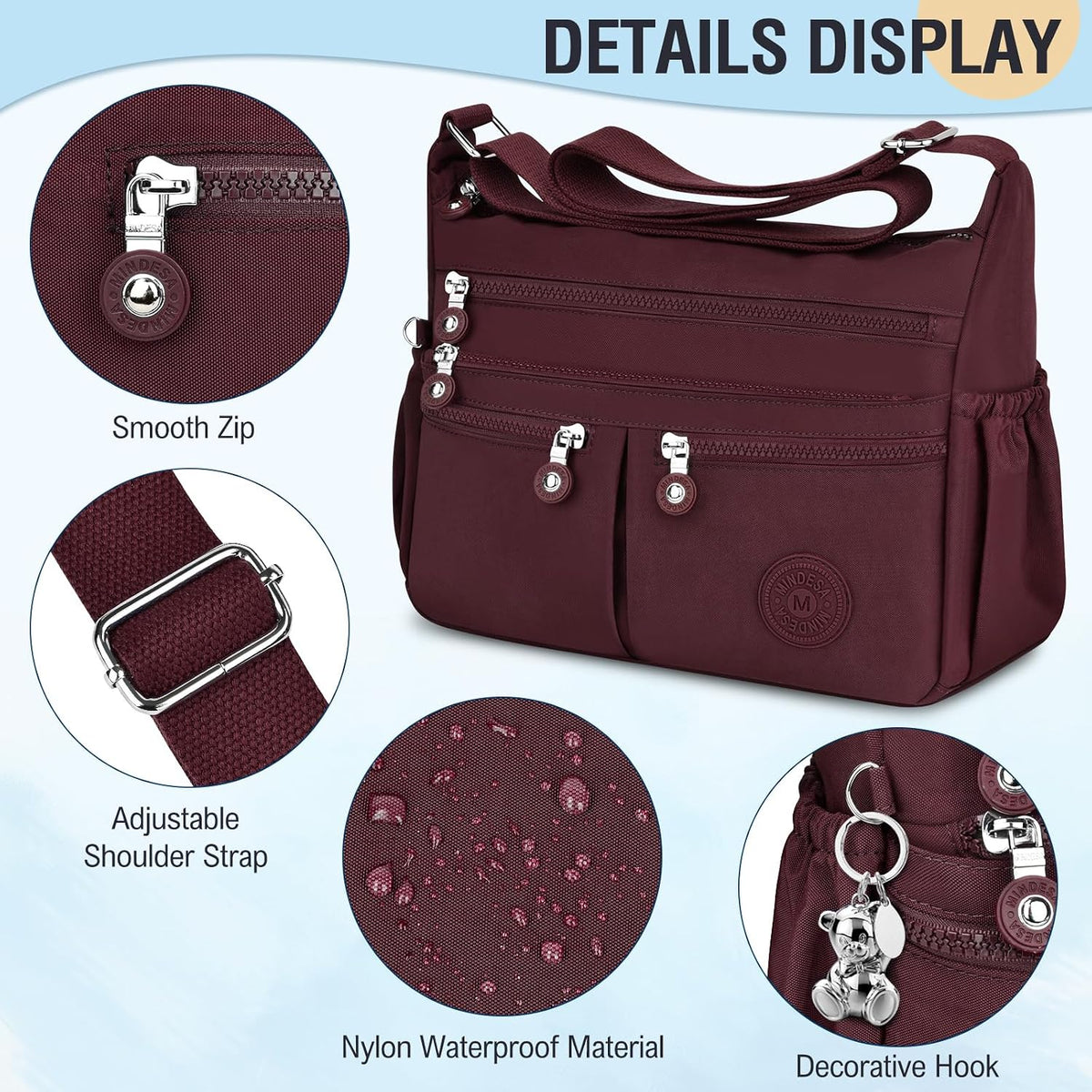 Nylon Crossbody Bags for Women Travel Purses Shoulder Bag Handbags