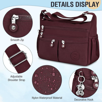 Nylon Crossbody Bags for Women Travel Purses Shoulder Bag Handbags