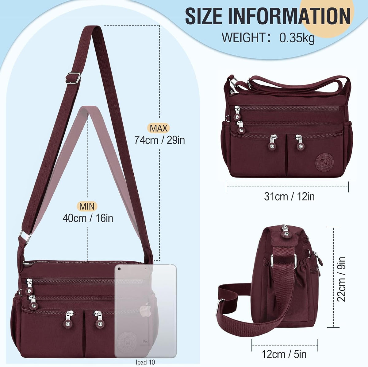 Nylon Crossbody Bags for Women Travel Purses Shoulder Bag Handbags