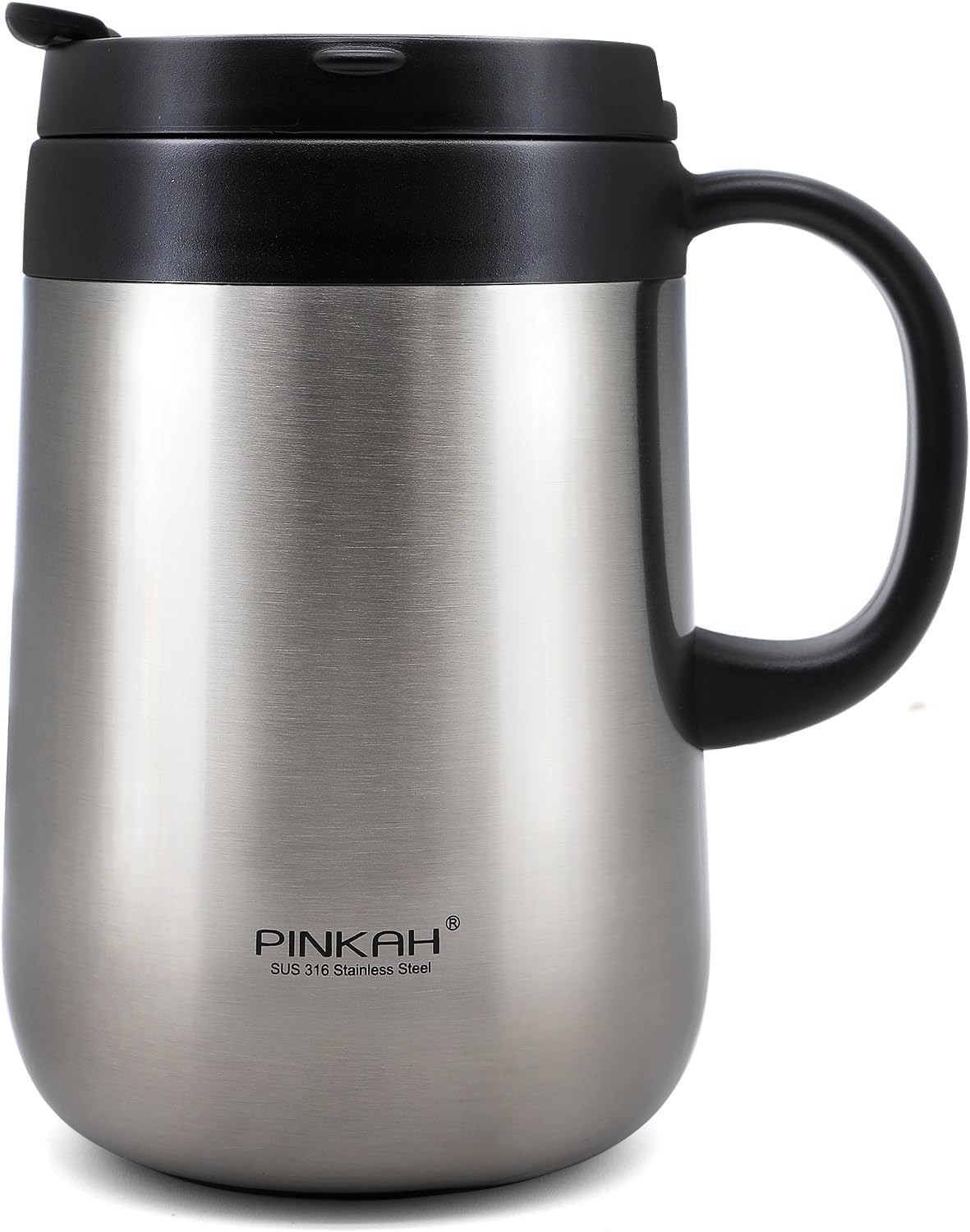 16OZ Stainless Steel Insulated Coffee Mug with Handle and Lid, Double Wall Vacuum Coffee Tumbler Thermal Cup with 2 Lids