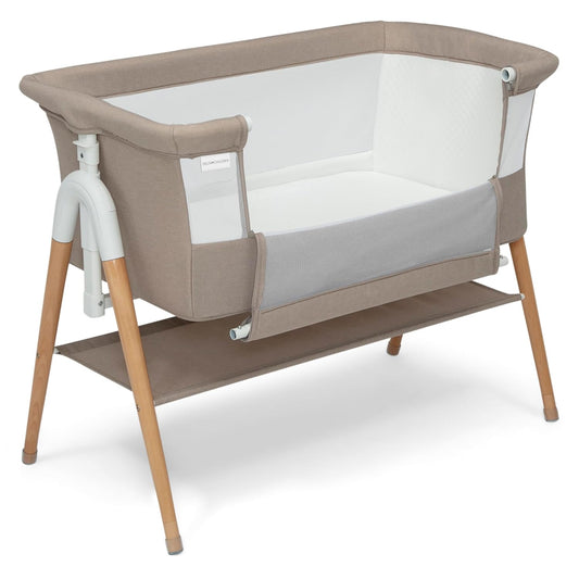 Bondi Adjustable Height Bedside Beechwood Bassinet with PureAir Mesh Sheet and FSC-Certified Wood, Tan