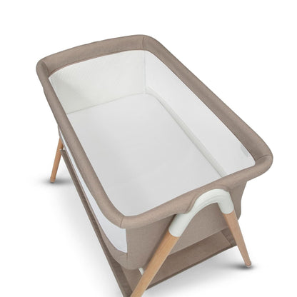 Bondi Adjustable Height Bedside Beechwood Bassinet with PureAir Mesh Sheet and FSC-Certified Wood, Tan