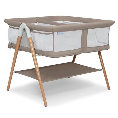 Bondi Adjustable Height Bedside Beechwood Bassinet with PureAir Mesh Sheet and FSC-Certified Wood, Tan
