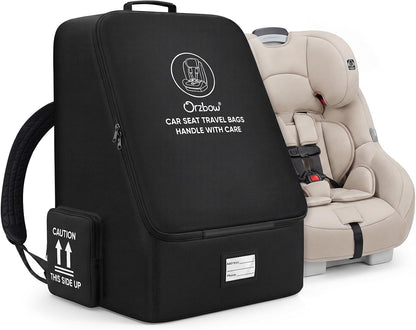 Orzbow Padded Car Seat Travel Bag for Airplane, Carseat Backpack Bag, Black