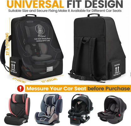 Orzbow Padded Car Seat Travel Bag for Airplane, Carseat Backpack Bag, Black