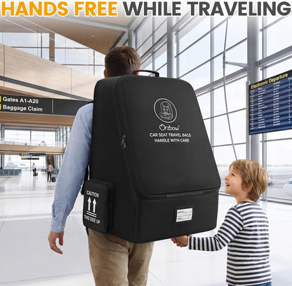 Orzbow Padded Car Seat Travel Bag for Airplane, Carseat Backpack Bag, Black