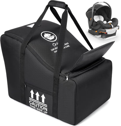 Orzbow Padded Car Seat Travel Bag for Airplane, Carseat Backpack Bag, Black