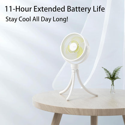 JISULIFE Stroller Fan, USB Rechargeable, 4-Speed - White