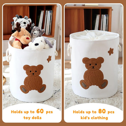 Baby Hamper Extra Large Nursery Hamper, 58L Kids Toys Basket Laundry Basket for Baby's Dirty Clothes Collapsible Storage Basket Canvas Clothes Hamper Toy Box Dorm Room Essentials for College