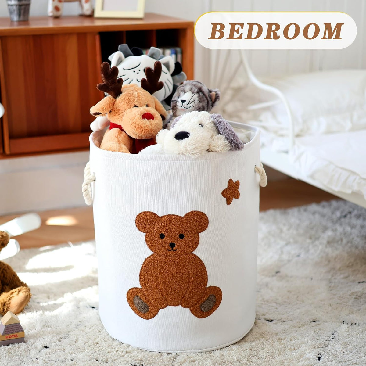 Baby Hamper Extra Large Nursery Hamper, 58L Kids Toys Basket Laundry Basket for Baby's Dirty Clothes Collapsible Storage Basket Canvas Clothes Hamper Toy Box Dorm Room Essentials for College