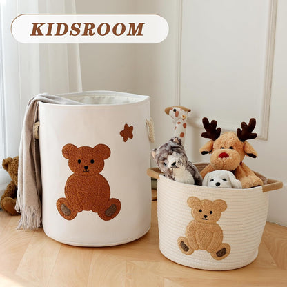 Baby Hamper Extra Large Nursery Hamper, 58L Kids Toys Basket Laundry Basket for Baby's Dirty Clothes Collapsible Storage Basket Canvas Clothes Hamper Toy Box Dorm Room Essentials for College