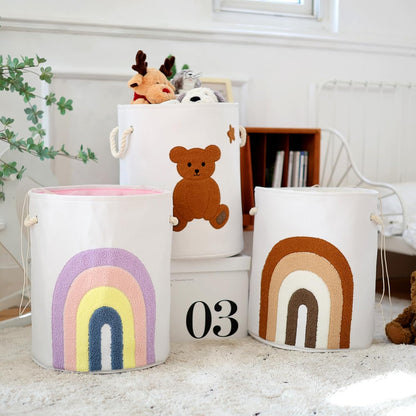Baby Hamper Extra Large Nursery Hamper, 58L Kids Toys Basket Laundry Basket for Baby's Dirty Clothes Collapsible Storage Basket Canvas Clothes Hamper Toy Box Dorm Room Essentials for College