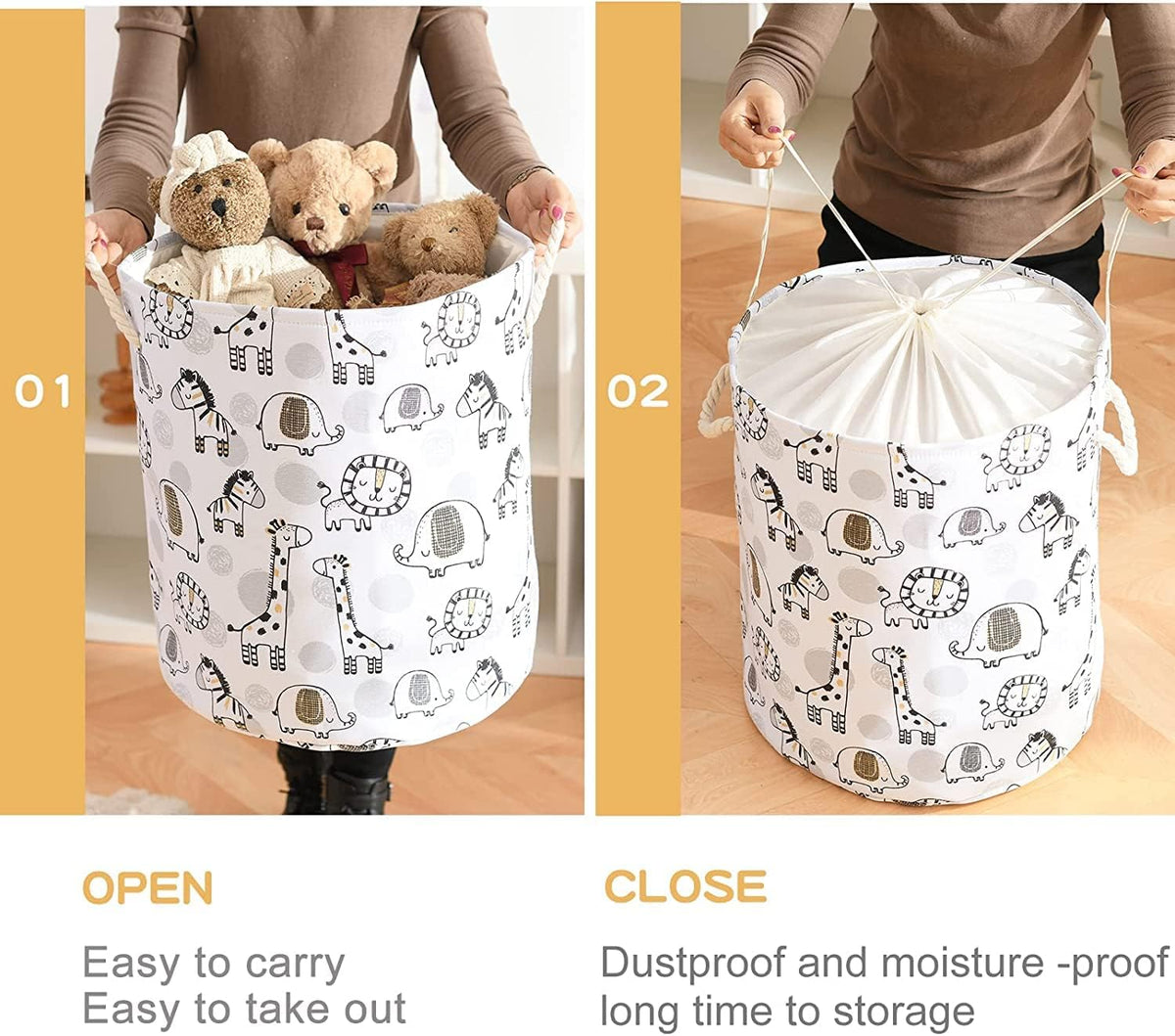 Baby Hamper Extra Large Nursery Hamper, 58L Kids Toys Basket Laundry Basket for Baby's Dirty Clothes Collapsible Storage Basket Canvas Clothes Hamper Toy Box Dorm Room Essentials for College
