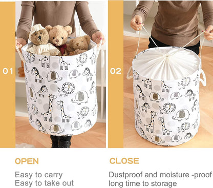 Baby Hamper Extra Large Nursery Hamper, 58L Kids Toys Basket Laundry Basket for Baby's Dirty Clothes Collapsible Storage Basket Canvas Clothes Hamper Toy Box Dorm Room Essentials for College