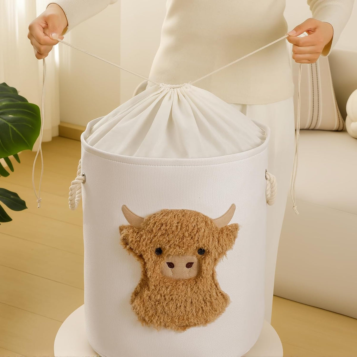 Baby Hamper Extra Large Nursery Hamper, 58L Kids Toys Basket Laundry Basket for Baby's Dirty Clothes Collapsible Storage Basket Canvas Clothes Hamper Toy Box Dorm Room Essentials for College
