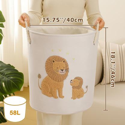 Baby Hamper Extra Large Nursery Hamper, 58L Kids Toys Basket Laundry Basket for Baby's Dirty Clothes Collapsible Storage Basket Canvas Clothes Hamper Toy Box Dorm Room Essentials for College