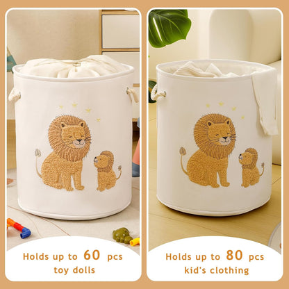 Baby Hamper Extra Large Nursery Hamper, 58L Kids Toys Basket Laundry Basket for Baby's Dirty Clothes Collapsible Storage Basket Canvas Clothes Hamper Toy Box Dorm Room Essentials for College