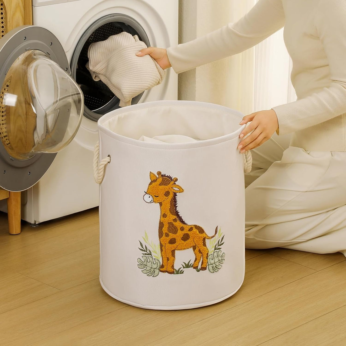Baby Hamper Extra Large Nursery Hamper, 58L Kids Toys Basket Laundry Basket for Baby's Dirty Clothes Collapsible Storage Basket Canvas Clothes Hamper Toy Box Dorm Room Essentials for College