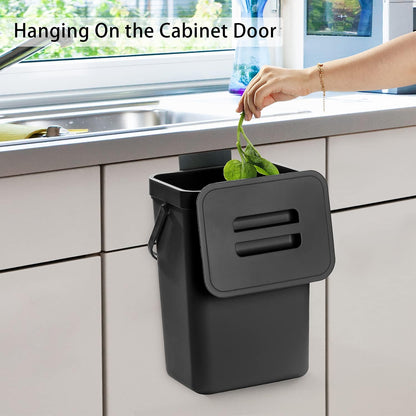 Under Sink Trash Can，Kitchen Compost Bin, 3.2 Gallon/12L, Black